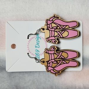 Handmade by 269 Designs ballet wood dangle earrings